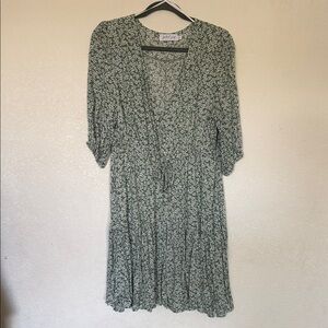 Petal & Pup Green Floral Wrap Midi Dress